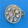 Kundan Adjustable Ring With Mehndi Plating