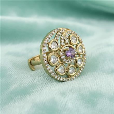 Kundan Adjustable Ring With Mehndi Plating