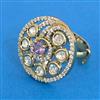 Kundan Adjustable Ring With Mehndi Plating