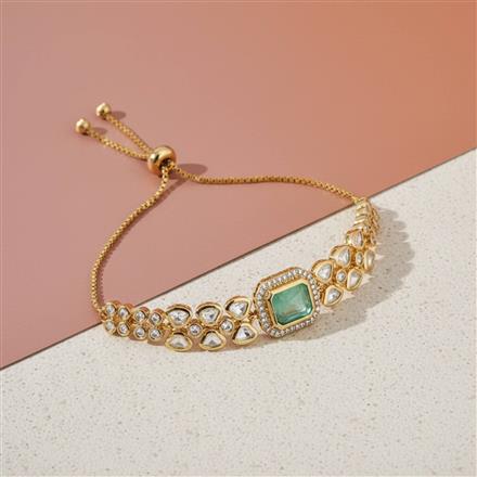 Kundan Adjustable Bracelet With Mehndi Plating