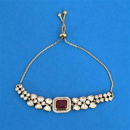 Kundan Adjustable Bracelet With Mehndi Plating