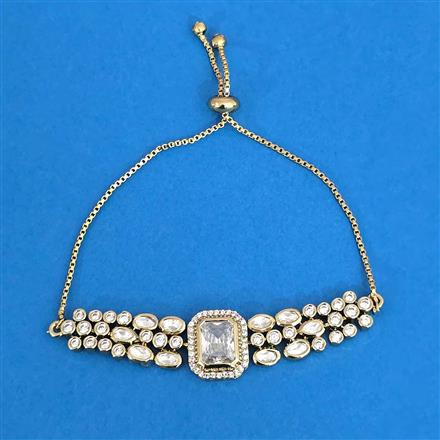 Kundan Adjustable Bracelet With Mehndi Plating