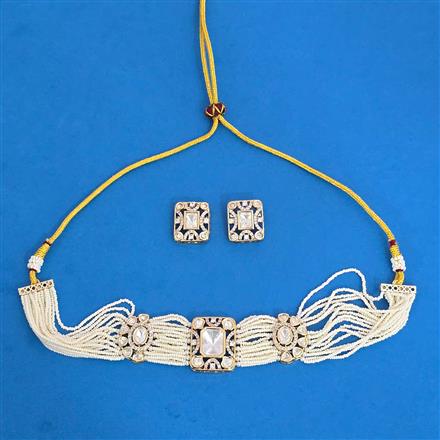 Kundan Moti Necklace Set With Gold Plating