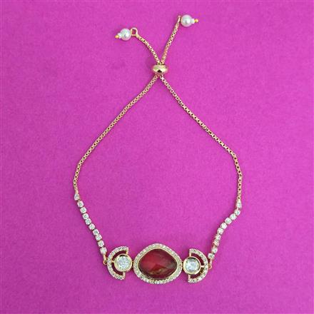 Kundan Adjustable Bracelet With Gold Plating