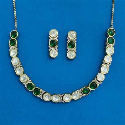Kundan Classic Necklace Set With Mehndi Plating
