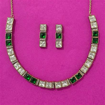 Kundan Classic Necklace Set With Mehndi Plating