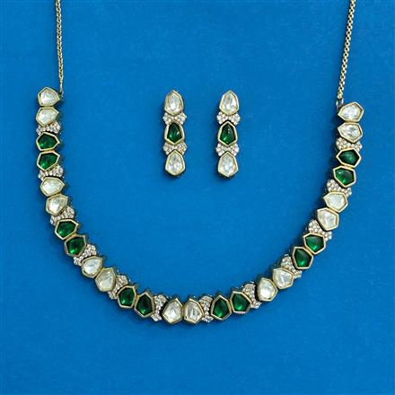 Kundan Classic Necklace Set With Mehndi Plating
