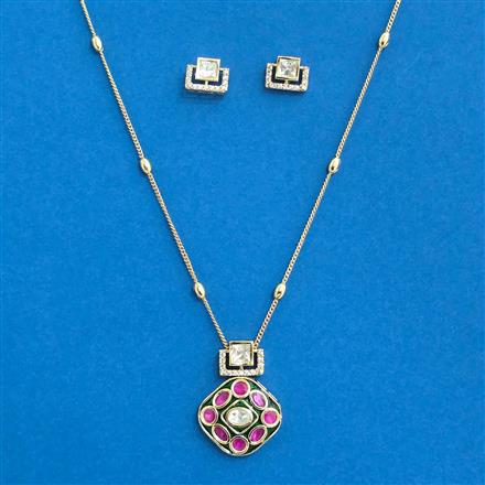 Kundan Chain Pendant Set With Carat Plating