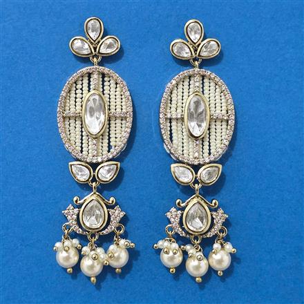 Kundan Moti Earring With Mehndi Plating