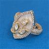 Kundan Adjustable Ring With Mehndi Carat Gold Plating