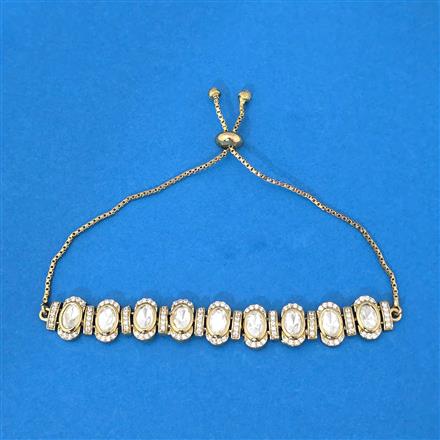 Kundan Adjustable Bracelet With Mehndi Carat Plating