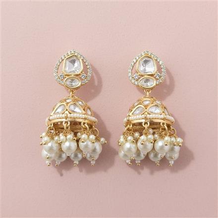 Kundan Moti Earring With Carat Plating