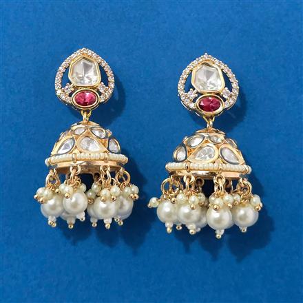Kundan Moti Earring With Carat Plating