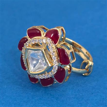 Kundan Adjustable Ring With Carat Gold Plating