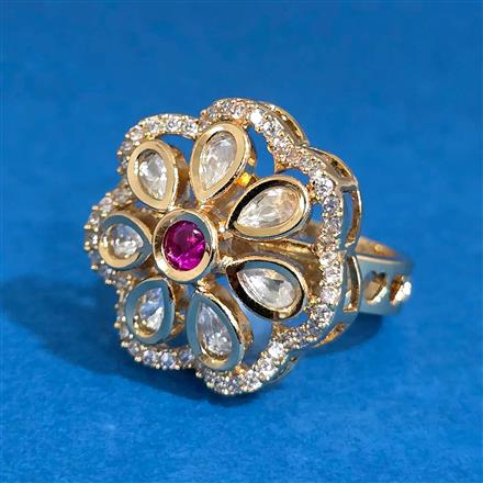 Kundan Adjustable Ring With Carat Gold Plating
