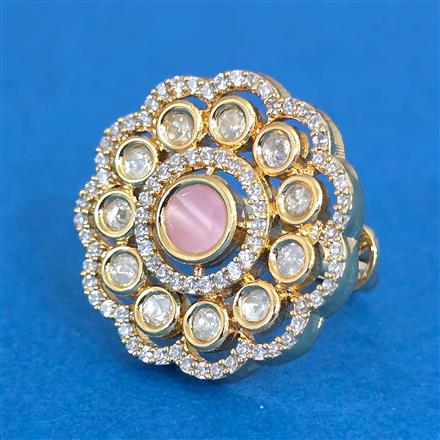 Kundan Adjustable Ring With Carat Gold Plating