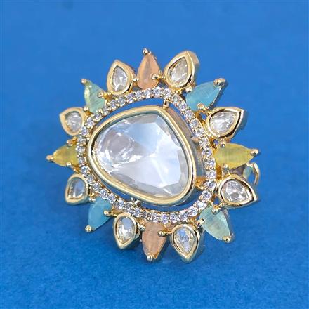 Kundan Adjustable Ring With Carat Gold Plating