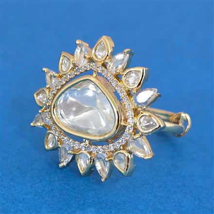 Kundan Adjustable Ring With Carat Gold Plating
