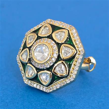 Kundan Adjustable Ring With Carat Gold Plating