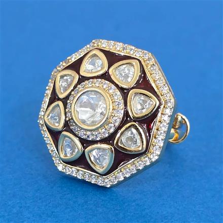 Kundan Adjustable Ring With Carat Gold Plating