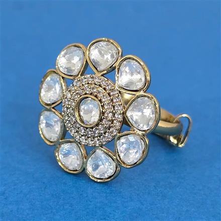 Kundan Adjustable Ring With Mehndi Plating