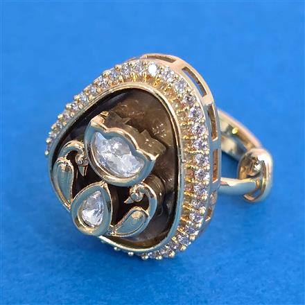 Kundan Adjustable Ring With Gold Plating