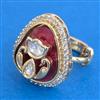 Kundan Adjustable Ring With Gold Plating
