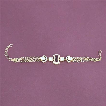 Kundan Adjustable Bracelet With Carat Gold Plating