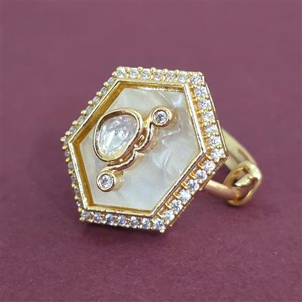 Kundan Adjustable Ring With Carat Gold Plating
