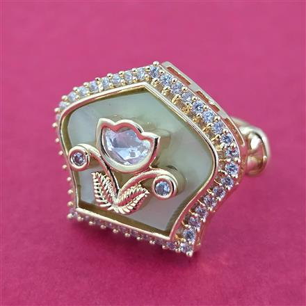 Kundan Adjustable Ring With Carat Gold Plating