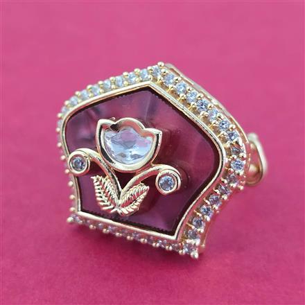 Kundan Adjustable Ring With Carat Gold Plating