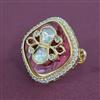 Kundan Adjustable Ring With Carat Gold Plating