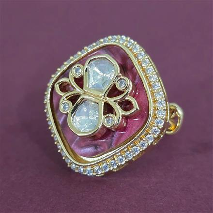 Kundan Adjustable Ring With Carat Gold Plating