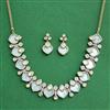 Kundan Mother Of Pearl Necklace Set With Carat Rhodium Plating