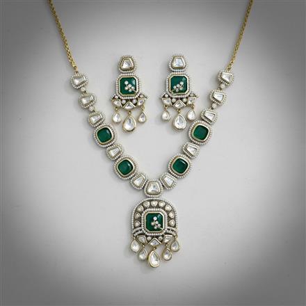 Kundan Classic Necklace Set With Mehndi Plating