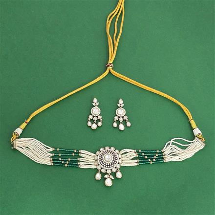 Kundan Classic Necklace Set With Mehndi Plating
