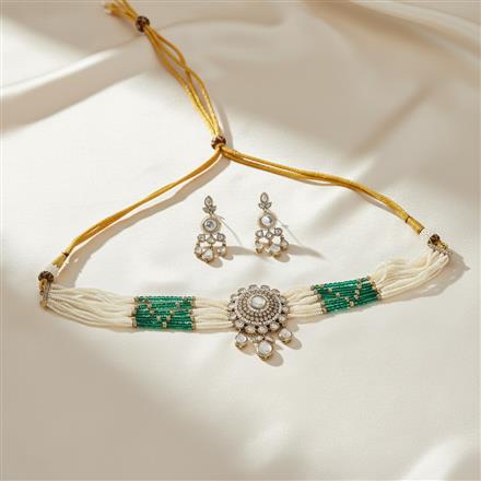 Kundan Classic Necklace Set With Mehndi Plating