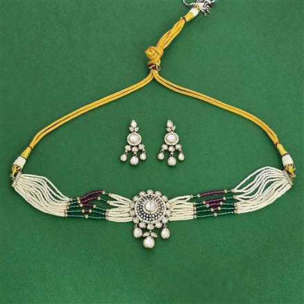 Kundan Classic Necklace Set With Mehndi Plating