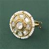 Kundan Adjustable Ring With Carat Mehndi Plating