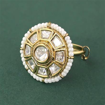 Kundan Adjustable Ring With Carat Mehndi Plating