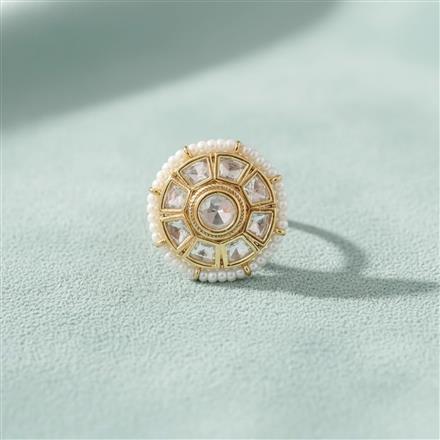 Kundan Adjustable Ring With Carat Mehndi Plating