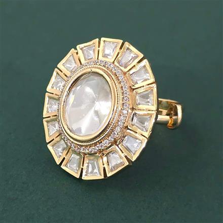 Kundan Adjustable Ring With Carat Mehndi Plating