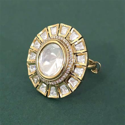 Kundan Adjustable Ring With Carat Mehndi Plating
