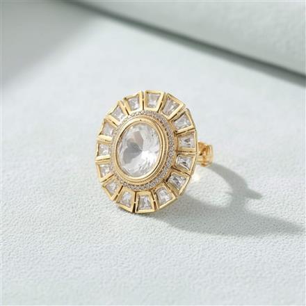 Kundan Adjustable Ring With Carat Mehndi Plating