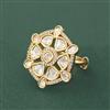 Kundan Adjustable Ring With Carat Mehndi Plating