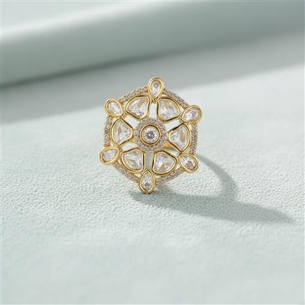 Kundan Adjustable Ring With Carat Mehndi Plating