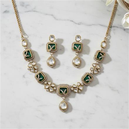 Kundan Classic Necklace Set With Mehndi Plating