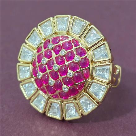 Kundan Adjustable Ring With Carat Gold Plating