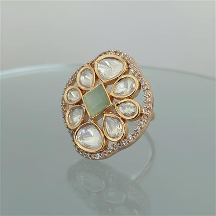 Kundan Adjustable Ring With Carat Gold Plating