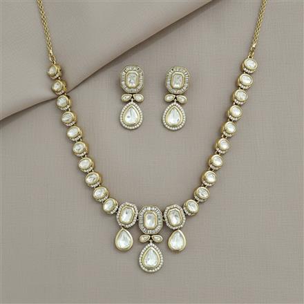 Kundan Classic Necklace Set With Mehndi Plating